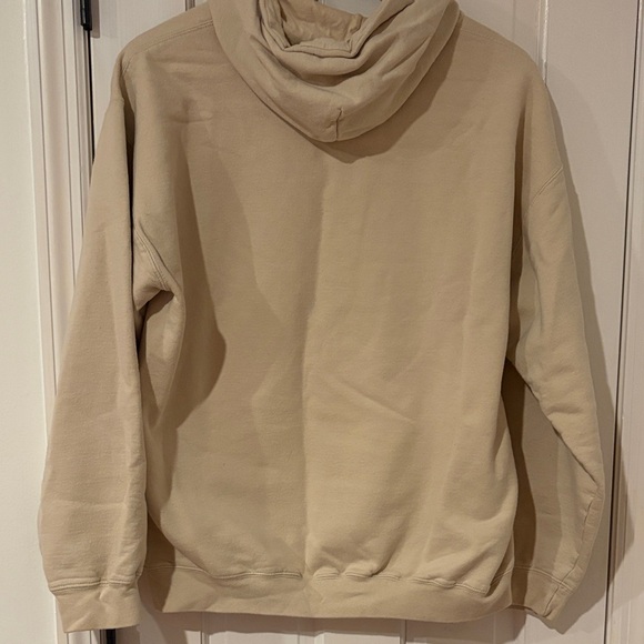 Gildan Cream Hoodie with Purple Print - Picture 6 of 7